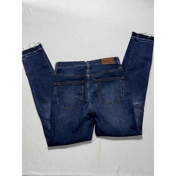 Madewell 10" High Rise Skinny Jeans Women's Size 26 Blue Button Fly Raw Hem - Picture 5 of 16